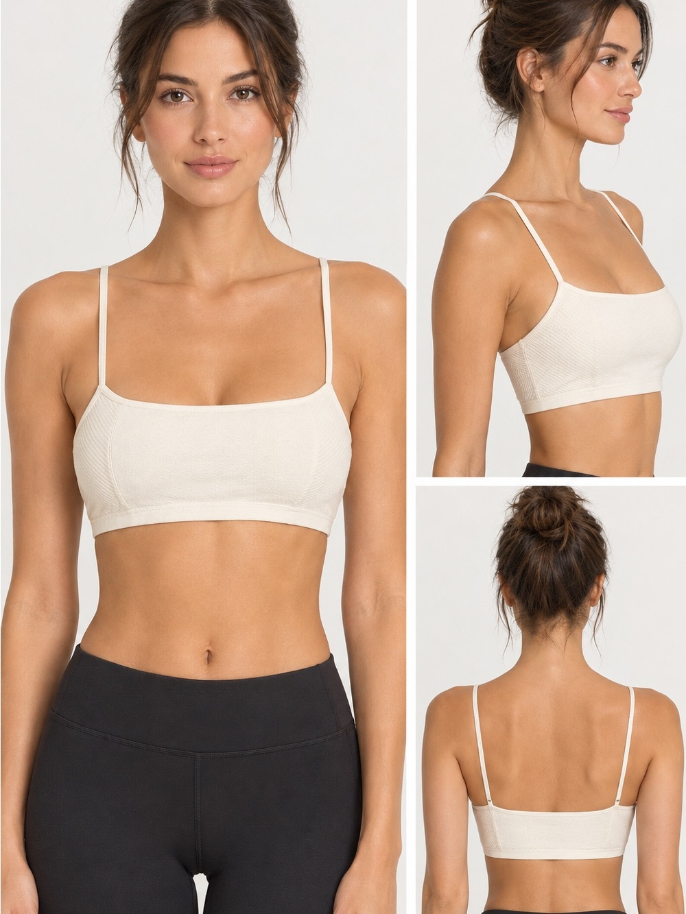 Lyre Bird Seamless Scoop Neck Bralette - Cream Xxs/xs NEW